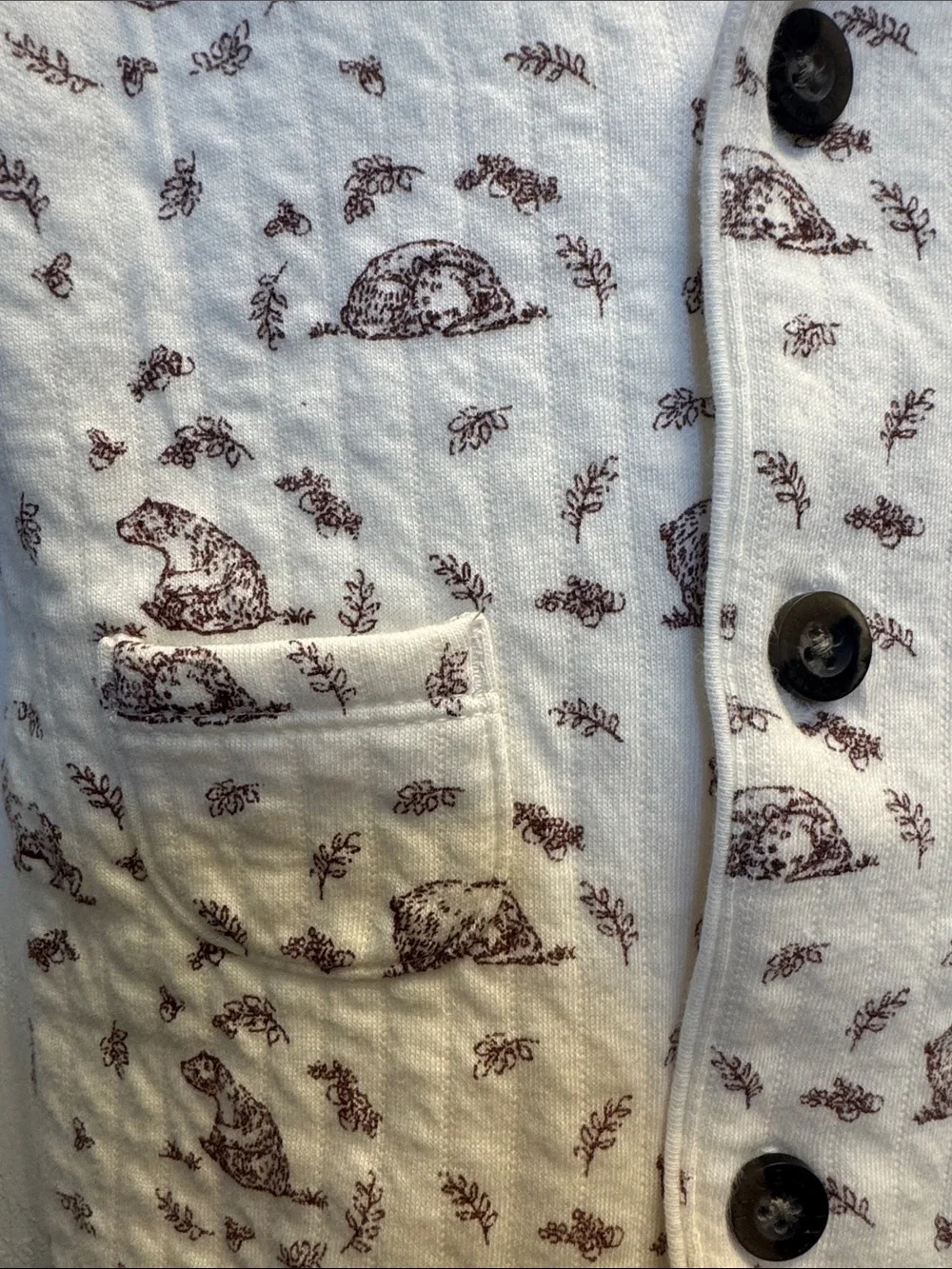 Janie and Jack Cream Quilted Bear- Print Onesie